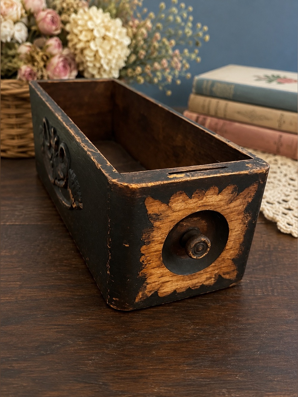 Vintage Sewing Machine Drawer – Ornate Salvage Storage Box, Farmhouse Decor